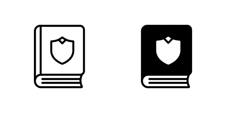 Book icon with shield symbol for knowledge safety or legal document.