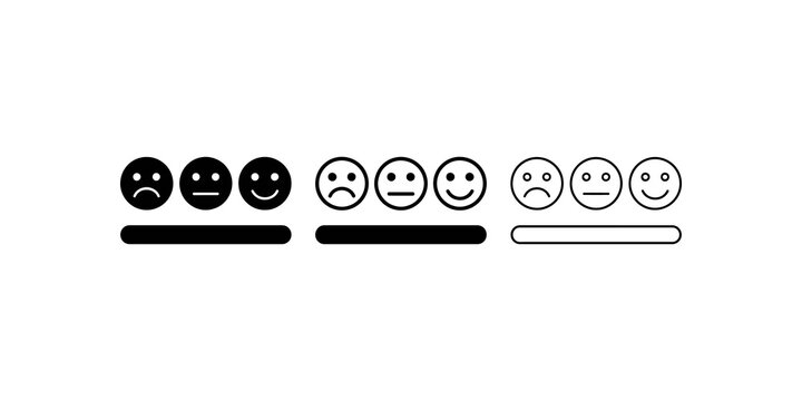 Customer satisfaction meter with emoji faces.