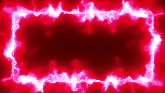 Electric red border flickers with white flamelike energy around a dark center