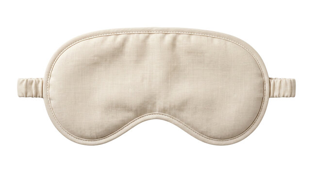 Soft beige silk sleep mask for deep rest, padded neutral eye mask for travel and wellness, luxury cream fabric blindfold for relaxation isolated PNG with Transparent Background