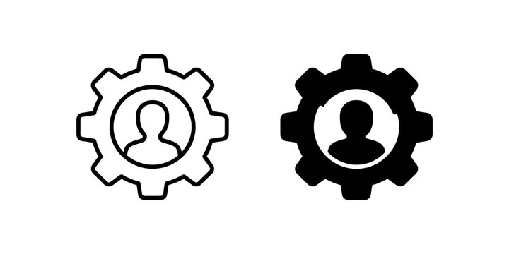 User settings gear icon outlined and solid black.