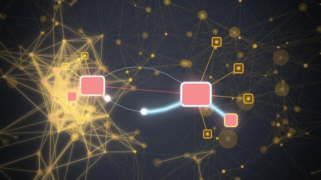 Orange two hub network with trunk link room scene seamless loop