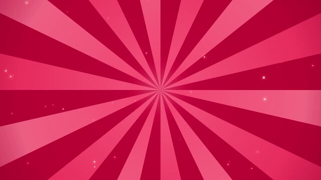 Seamless looping motion background featuring a rotating pink and magenta retro sunburst ray pattern with subtle sparkling star particles