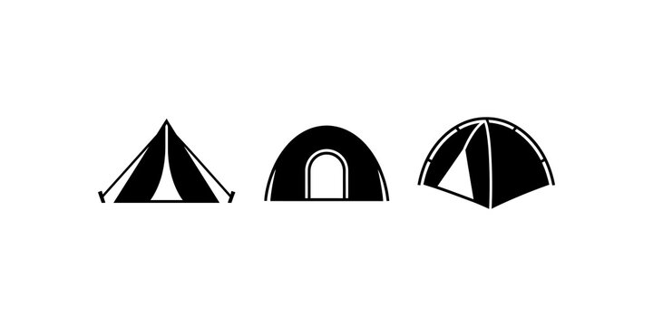 Camping tent icons representing outdoor shelter and recreation themes.