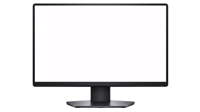 Black computer monitor with white isolated on transparent png