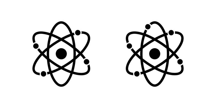 Atom icon with orbiting electrons and nucleus.