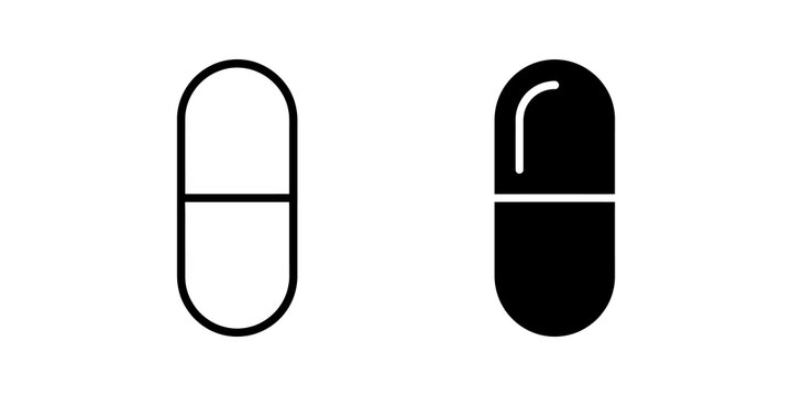 Pill capsule medicine health care item icon.