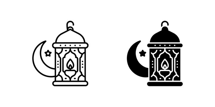 Ramadan lantern with moon and star for Islamic holiday decoration.