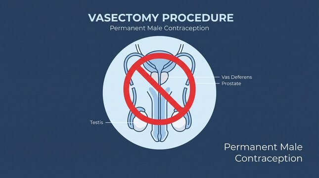 Vasectomy procedure illustration for permanent male contraception