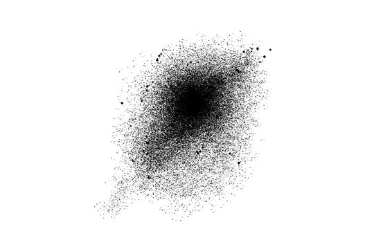 Black Spray Paint Splatter Vector Texture Element. Isolated ink blast gradient splash background for street art layout. Perfect high contrast abstract drop pattern for poster decoration.