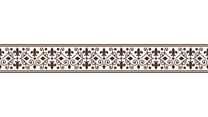 Decorative vintage floral border vector with fleur de lis pattern for © @ahmedmaynul