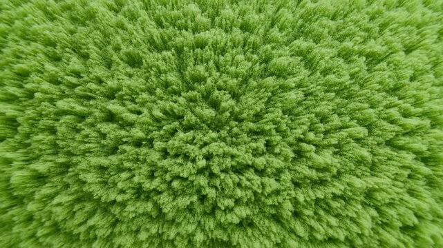 Dense green grass fills a closeup ground view with a subtle radial swirl pattern