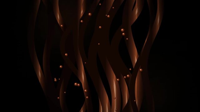 Abstract flowing brown chocolate ribbons 4K motion graphics background
