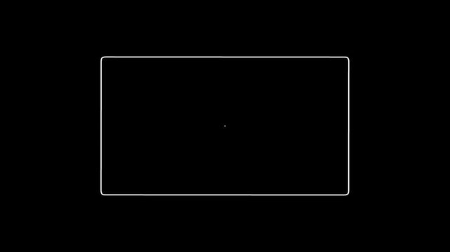 White color rectangle radio waves type image contours animation on black background. 4k animation video.