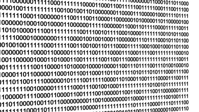 White Binary Code Animation with Digital Falling Matrix Data Stream Hack Loop on Light Background