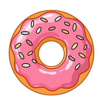Delicious colorful donuts set with various toppings, fruits, and berries isolated on white background. Sweet glaze doughnuts vector illustration.