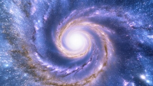Spiral galaxy with luminous core and sweeping starfilled arms in deep space