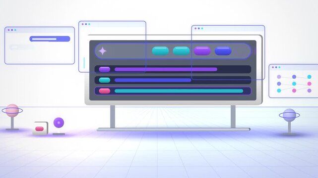White next token autocomplete suggestion list full scene seamless loop