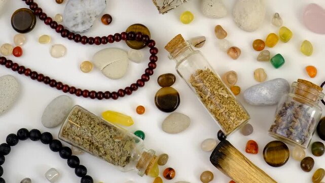 Stones, crystals, and accessories Selective focus.