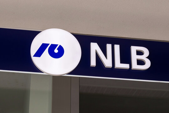 Ljubljana, Slovenia - 21 September 2026: NLB bank sign is visible at the entrance of a branch in Ljubljana Slovenia.