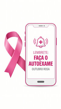 Pink ribbon reminds breast cancer self-examination