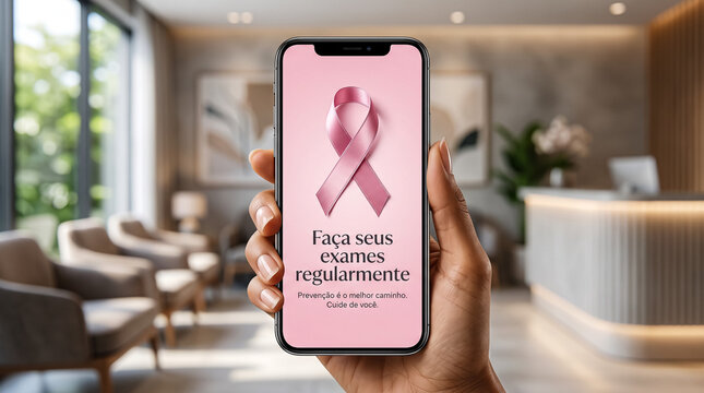 Breast cancer awareness app shown on phone