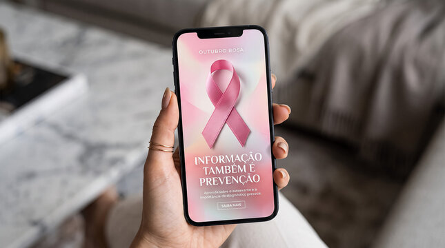 Pink ribbon mobile app for breast cancer awareness