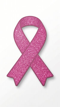 Pink glitter ribbon sticker mockup