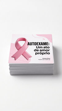 Pink ribbon stack for breast cancer awareness