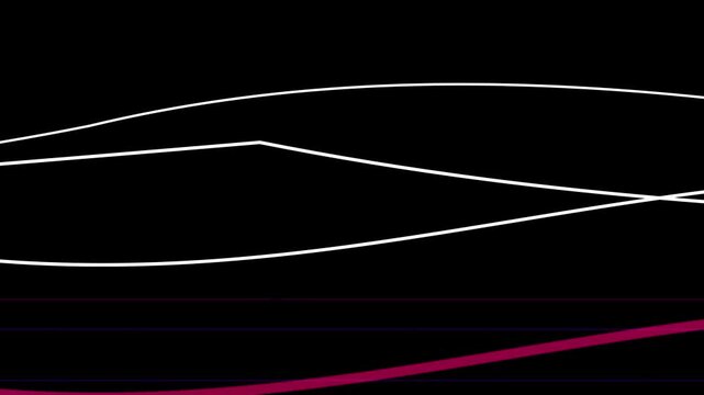 Abstract white and red lines moving smoothly on black background with cinematic motion