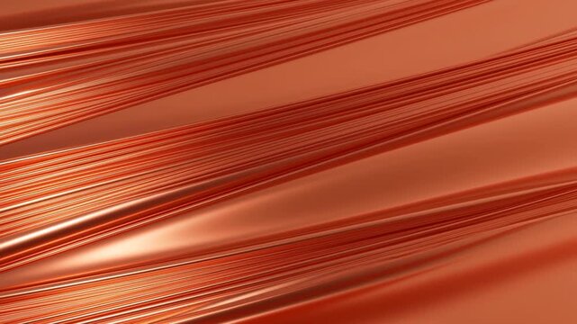 Abstract coppercolored lines form a glossy diagonal pattern on an orange background