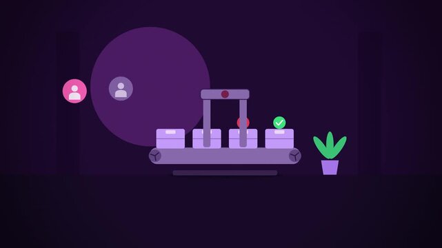 Inspection scanner conveyor AI ethics wide scene concept