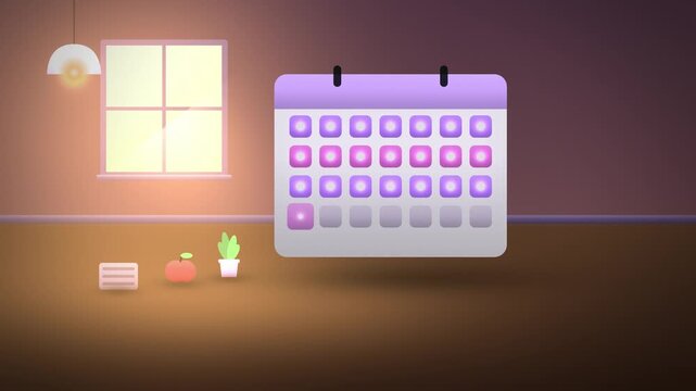 Habit tracker calendar filling up fitness full scene looping motion
