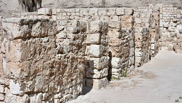 Row of Stone Huts in Roman Ruins of Alexandria, Egypt