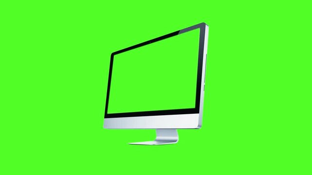 Modern desktop computer featuring green screen monitor for digital compositing