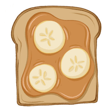 vector illustration of a slice of bread with banana