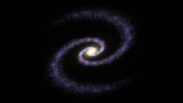 Majestic spiral galaxy rotating in deep space with billions of stars, seamless loop