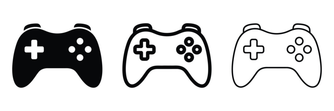 Game controller icon silhouette vector outline and line art