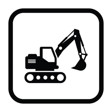 Excavator machine icon black silhouette construction equipment