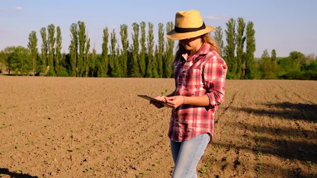 Farmer in the field. Selective focus.