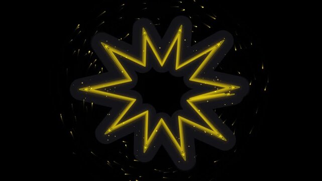 Yellow Neon Starburst Explosion with Glowing Energy Particles 4K Motion Video