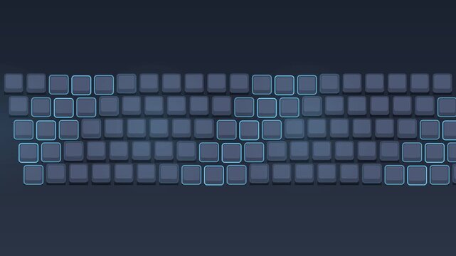 A wave of key presses travelling over blank keycaps