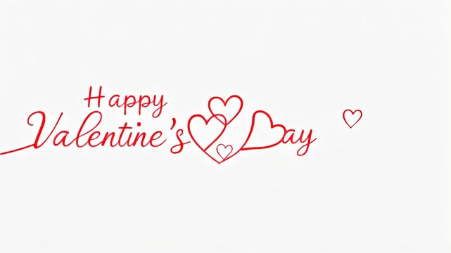 Minimal Happy valentines day handwriting animation video with red text on a white background, concept for celebrating love and romance, creating heartfelt greetings motion graphic