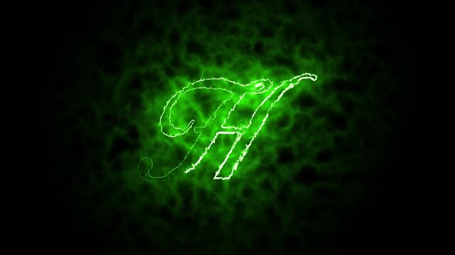 Neon glowing alphabet fire sign animated text from H, Capital letter H with a green neon effect and color technology motion animation video, capital alphabets neon animation,