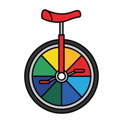 Unicycle with colorful wheel sections spinning motion © MDFAZLE