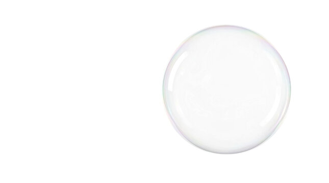 Single transparent soap bubble isolated on transparent background