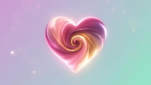 Soft glowing heart shaped light formed from abstract shapes in smooth transitions