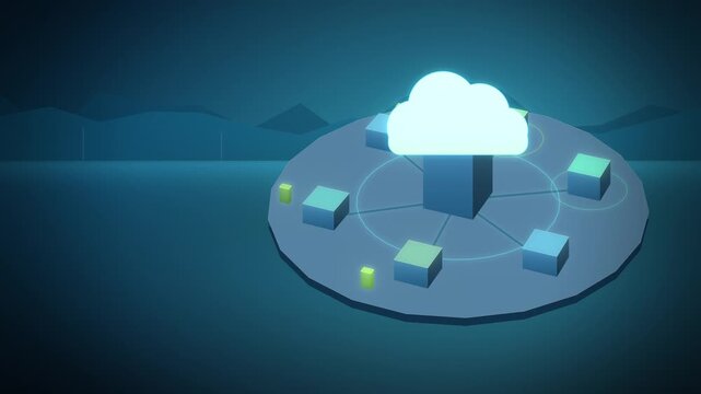 Cyan content delivery network with edge nodes full scene tech concept
