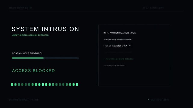 Cybersecurity breach terminal with blocked unauthorized access