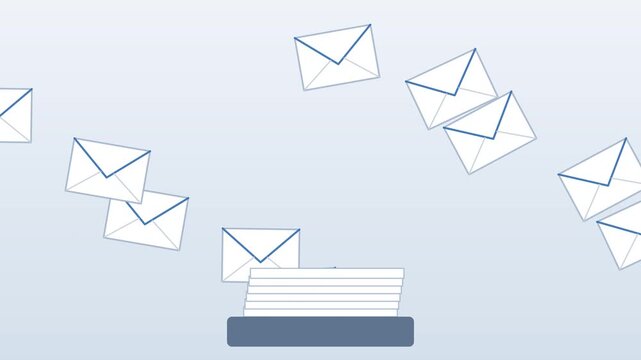 Envelopes flying in and stacking in a tray